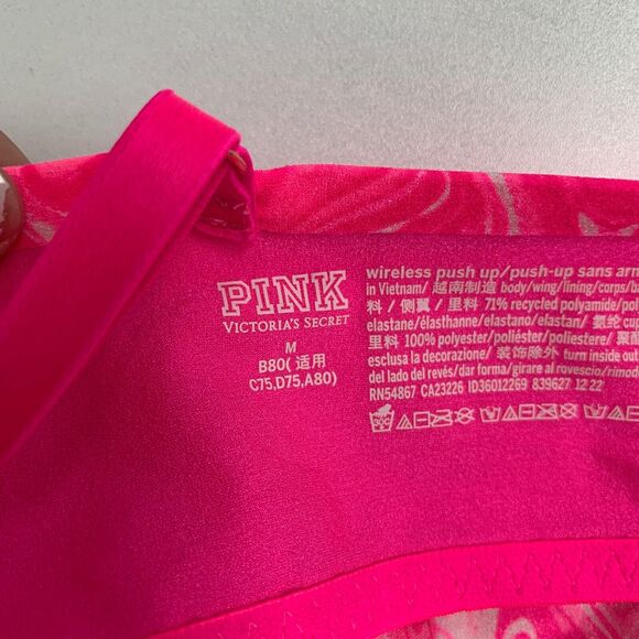 Pink Victorias Secret Bra Womens M Medium Pink Plunge Wireless Push Up Bralette - Picture 11 of 15